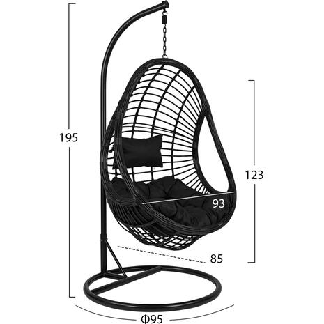 ΚΡΕΜΑΣΤΗ ΠΟΛΥΘΡΟΝΑ ΦΩΛΙΑ CALLIE HM5541.02 ΜΕ ΜΑΥΡΟ WICKER & ΜΑΞΙΛΑΡΙΑ Φ105Χ195Υ εκ.