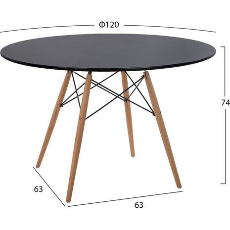 ΤΡΑΠΕΖΙ MINIMAL ΣΤΡΟΓΓΥΛΟ HM8454.02 MDF ΣΕ ΜΑΥΡΟ-ΠΟΔΙΑ ΟΞΙΑΣ ΣΕ ΦΥΣΙΚΟ Φ120Χ74Υεκ.