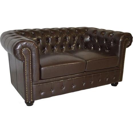 ΚΑΝΑΠΕΣ 2ΘΕΣΙΟΣ T.CHESTERFIELD HM3010.01 ΤΕΧΝΟΔΕΡΜΑ ΣΚΟΥΡΟ ΚΑΦΕ 155x90x73 εκ.