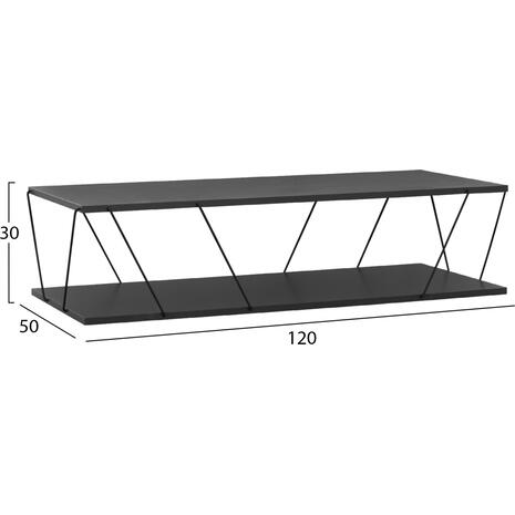 ΤΡΑΠΕΖΙ ΣΑΛΟΝΙΟΥ TARS HM8927.20 ΓΚΡΙ ΜΕ ΜΑΥΡΕΣ ΜΕΤΑΛΛΙΚΕΣ ΒΕΡΓΕΣ 120Χ50Χ30Yεκ. (Γκρι)