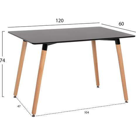 ΤΡΑΠΕΖΙ MINIMAL HM8581.02 ΜΑΥΡΟ MDF-ΠΟΔΙΑ ΟΞΙΑ ΣΕ ΦΥΣΙΚΟ ΧΡΩΜΑ- 120Χ60X74Υεκ. (Black)