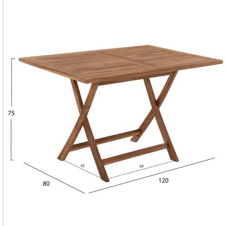 ΤΡΑΠΕΖΙ ΤΡΑΠΕΖΑΡΙΑΣ KENDALL ΠΤΥΣΣΟΜΕΝΟ HM9542 TEAK ΣΕ ΦΥΣΙΚΟ ΧΡΩΜΑ 120x80x75Yεκ.