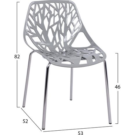 ΚΑΡΕΚΛΑ ΠΟΛΥΠΡΟΠΥΛΕΝΙΟΥ ELSA HM0023.10 ΜΕ ΓΚΡΙ ΚΑΘΙΣΜΑ 53X52X82Υ εκ. (σετ 4 τεμαχίων) (Γκρι)