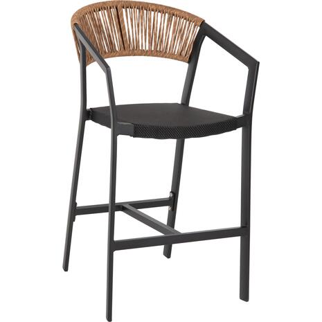 ΣΚΑΜΠΟ ΑΛΟΥΜΙΝΙΟΥ HM5892.15 ΜΕΣΑΙΟΥ ΥΨΟΥΣ RATTAN & TEXTLINE ΜΑΥΡΟ ΜΠΕΖ 56,5x57x99,5Y