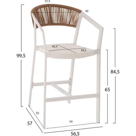 ΣΚΑΜΠΟ ΑΛΟΥΜΙΝΙΟΥ HM5892.12 ΜΕΣΑΙΟΥ ΥΨΟΥΣ RATTAN & TEXTLINE ΛΕΥΚΟ ΜΠΕΖ 56,5x57x99,5