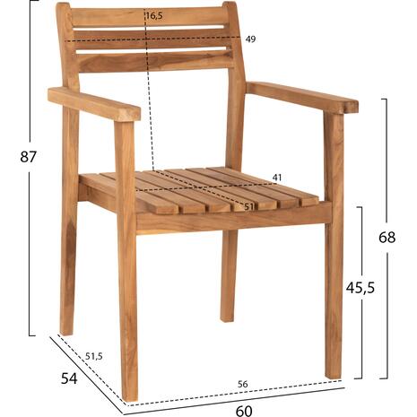 ΠΟΛΥΘΡΟΝΑ ERIETTA ΞΥΛΟ TEAK ΣΤΟΙΒΑΖΟΜΕΝΗ HM9534 ΣΕ ΦΥΣΙΚΟ ΧΡΩΜΑ 60x54x87Y εκ.