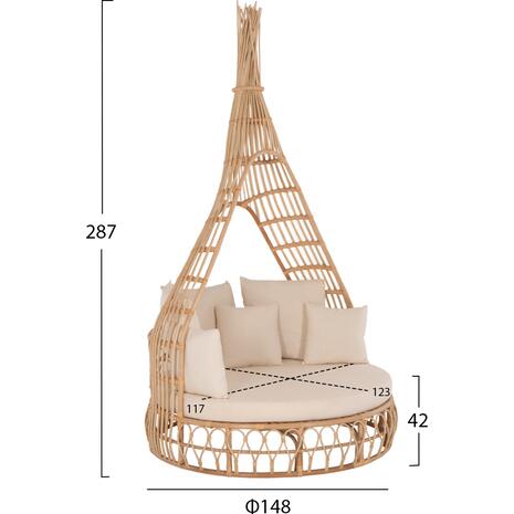 ΚΑΝΑΠΕΣ ΕΞΩΤ.ΧΩΡΟΥ ΣΤΡΟΓΓΥΛΟΣ MARJOM HM9765 ΦΥΣΙΚΟ RATTAN-ΕΚΡΟΥ ΥΦΑΣΜΑ Φ148x287Υεκ.