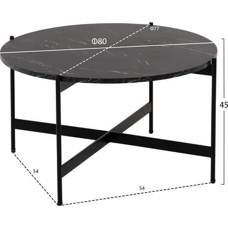 ΤΡΑΠΕΖΙ ΣΑΛΟΝΙΟΥ HM9588.01 MDF ΜΑΥΡΟ ΜΑΡΜΑΡΟ-ΜΑΥΡΗ ΜΕΤΑΛΛΙΚΗ ΒΑΣΗ Φ80x45Υεκ. (Μαύρο)
