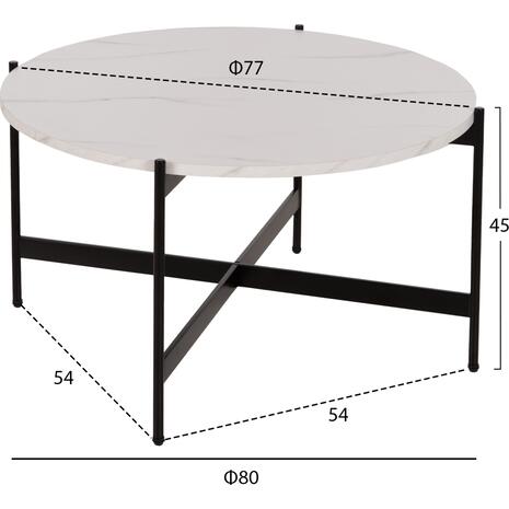 ΤΡΑΠΕΖΙ ΣΑΛΟΝΙΟΥ HM9588.05 MDF ΛΕΥΚΟ ΜΑΡΜΑΡΟ-ΜΑΥΡΗ ΜΕΤΑΛΛΙΚΗ ΒΑΣΗ Φ80x45Υεκ. (Λευκό)