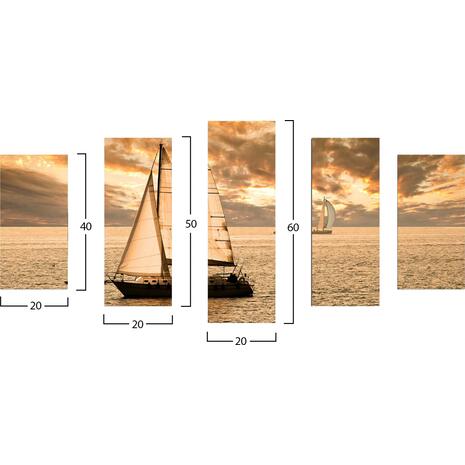 ΠΙΝΑΚΑΣ ΠΕΝΤΑΠΤΥΧΟ MDF SUNSET SAILING HM7206.01 100X0,3X60 εκ.