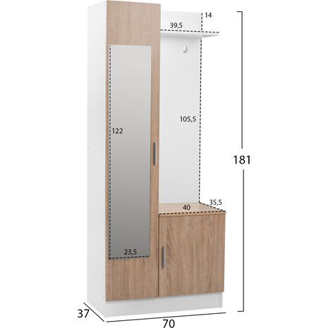 ΕΠΙΠΛΟ ΕΙΣΟΔΟΥ ΜΕ ΚΑΘΡΕΠΤΗ JANICE HM2264 SONAMA ΛΕΥΚΟ 70x37x181 εκ.