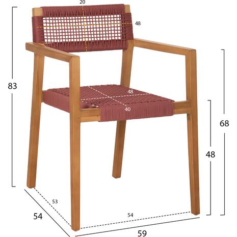 ΠΟΛΥΘΡΟΝΑ CHARLOTTE HM9637.06 ΞΥΛΟ TEAK ΦΥΣΙΚΟ & ΡΟΖ ΣΧΟΙΝΙ 59x54x83Y εκ.