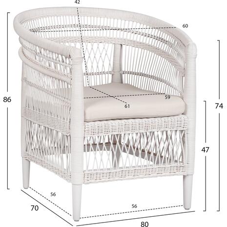 ΠΟΛΥΘΡΟΝΑ MALAWI HM9635.02 ΞΥΛΟ ΜΑΟΝΙ ΜΕ RATTAN ΛΕΥΚΟ-ΛΕΥΚΟ ΜΑΞΙΛΑΡΙ 80x70x86Υεκ. (Λευκό)