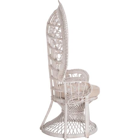 ΠΟΛΥΘΡΟΝΑ ROYAL PEACOCK HM9342.02 RATTAN ΣΕ ΛΕΥΚΟ-ΜΑΞΙΛΑΡΙ ΛΕΥΚΟ 114x72x150Yεκ. (Λευκό)