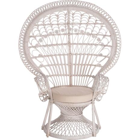 ΠΟΛΥΘΡΟΝΑ ROYAL PEACOCK HM9342.02 RATTAN ΣΕ ΛΕΥΚΟ-ΜΑΞΙΛΑΡΙ ΛΕΥΚΟ 114x72x150Yεκ. (Λευκό)