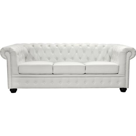 ΚΑΝΑΠΕΣ 3ΘΕΣΙΟΣ T.CHESTERFIELD HM3009.02 ΤΕΧΝΟΔΕΡΜΑ ΛΕΥΚΟ ΜΑΤ 208x90x73 εκ.