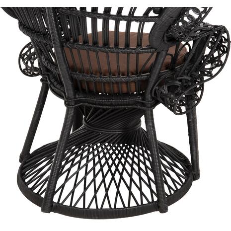 ΠΟΛΥΘΡΟΝΑ ROYAL PEACOCK HM9342.03 RATTAN ΜΑΥΡΟ-ΜΑΞΙΛΑΡΙ ΚΑΦΕ 114x72x150Yεκ. (Μαύρο)