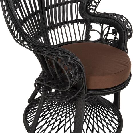 ΠΟΛΥΘΡΟΝΑ ROYAL PEACOCK HM9342.03 RATTAN ΜΑΥΡΟ-ΜΑΞΙΛΑΡΙ ΚΑΦΕ 114x72x150Yεκ. (Μαύρο)