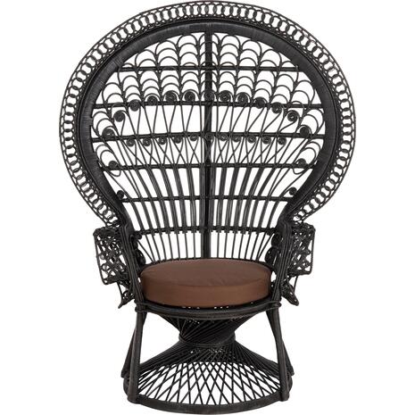 ΠΟΛΥΘΡΟΝΑ ROYAL PEACOCK HM9342.03 RATTAN ΜΑΥΡΟ-ΜΑΞΙΛΑΡΙ ΚΑΦΕ 114x72x150Yεκ. (Μαύρο)