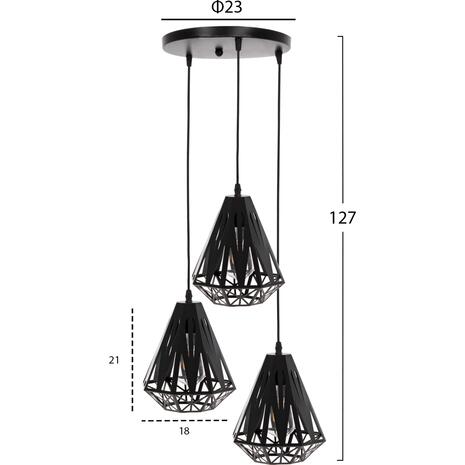 ΦΩΤΙΣΤΙΚΟ ΟΡΟΦΗΣ ΚΡΕΜΑΣΤΟ HM4083 3 "ΦΑΝΑΡΑΚΙΑ" ΜΑΥΡΟ ΜΕΤΑΛΛΟ Φ23x127Yεκ.