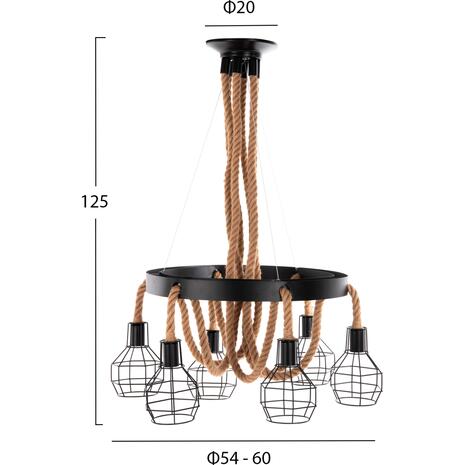 ΦΩΤΙΣΤΙΚΟ ΟΡΟΦΗΣ ΚΡΕΜΑΣΤΟ HM4130 6ΦΩΤΟ ΜΕΤΑΛΛΟ ΜΑΥΡΟ-ΣΧΟΙΝΙ Φ54-60x125Υεκ.