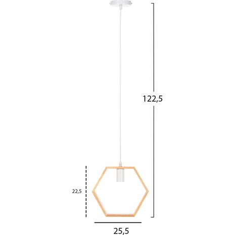 ΦΩΤΙΣΤΙΚΟ ΟΡΟΦΗΣ ΚΡΕΜΑΣΤΟ HM4070 ΞΥΛΙΝΟ ΕΞΑΓΩΝΟ ΚΑΠΕΛΟ-ΛΕΥΚΟ ΚΑΛΩΔΙΟ 25,5Χ122,5Υ