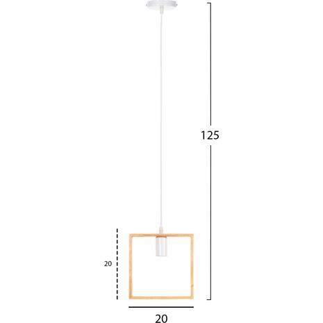 ΦΩΤΙΣΤΙΚΟ ΟΡΟΦΗΣ ΚΡΕΜΑΣΤΟ HM4071 ΞΥΛΙΝΟ TΕΤΡΑΓΩΝΟ ΚΑΠΕΛΟ-ΛΕΥΚΟ ΚΑΛΩΔΙΟ 20Χ125Υ