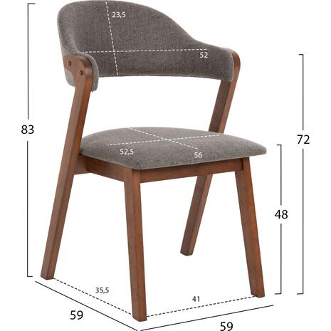 ΚΑΡΕΚΛΑ RIDER HM9734.01 RUBBERWOOD ΣΕ ΚΑΡΥΔΙ-ΥΦΑΣΜΑ ΓΚΡΙ 59x59x83Yεκ. (σετ 2 τεμαχίων)