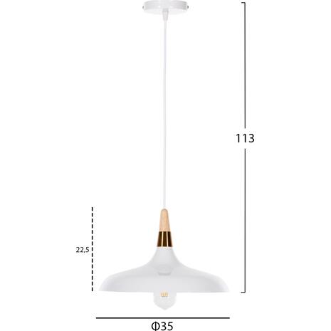 ΦΩΤΙΣΤΙΚΟ ΟΡΟΦΗΣ ΚΡΕΜΑΣΤΟ HM4081 ΛΕΥΚΟ ΜΕΤΑΛΛΟ-ΞΥΛΙΝΗ ΛΕΠΤΟΜΕΡΕΙΑ 35x35x113Υεκ