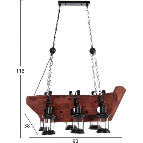 ΦΩΤΙΣΤΙΚΟ ΟΡΟΦΗΣ 6-ΦΩΤΟ ΚΡΕΜΑΣΤΟ HM4117 ΞΥΛΟ-ΜΕΤΑΛΛΟ-ΓΥΑΛΙ 116Υεκ