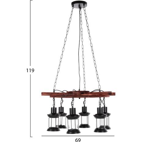 ΦΩΤΙΣΤΙΚΟ ΟΡΟΦΗΣ 6-ΦΩΤΟ HM4116 ΞΥΛΟ-ΜΕΤΑΛΛΟ-ΓΥΑΛΙ 119Υεκ.