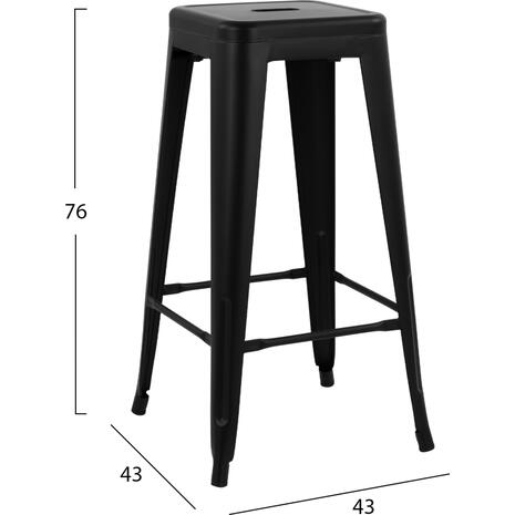 ΣΚΑΜΠΟ BAR ΜΕΤΑΛΛΙΚΟ MELITA ΣΕ ΜΑΥΡΟ ΜΑΤ 43x43x76Y εκ. HM8642.22