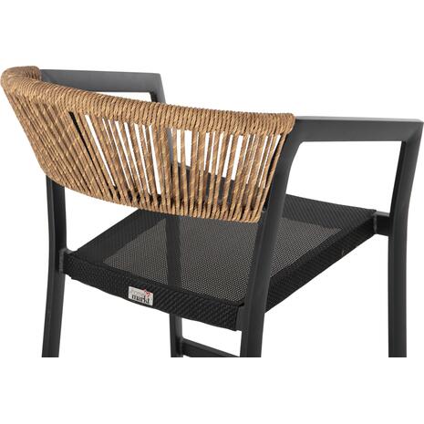 ΣΚΑΜΠΟ ΑΛΟΥΜΙΝΙΟΥ HM5892.15 ΜΕΣΑΙΟΥ ΥΨΟΥΣ RATTAN & TEXTLINE ΜΑΥΡΟ ΜΠΕΖ 56,5x57x99,5Y