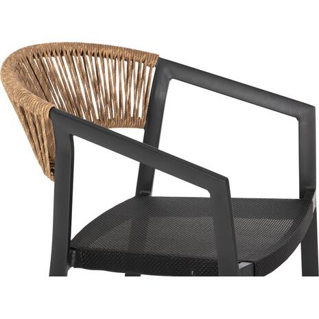 ΣΚΑΜΠΟ ΑΛΟΥΜΙΝΙΟΥ HM5892.15 ΜΕΣΑΙΟΥ ΥΨΟΥΣ RATTAN & TEXTLINE ΜΑΥΡΟ ΜΠΕΖ 56,5x57x99,5Y