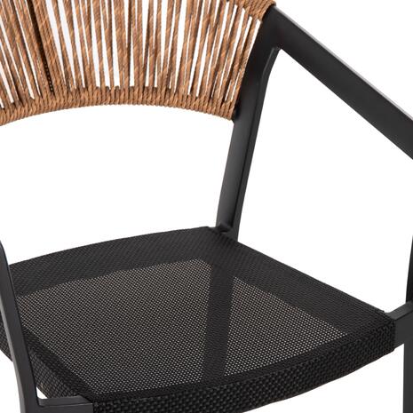 ΣΚΑΜΠΟ ΑΛΟΥΜΙΝΙΟΥ HM5892.15 ΜΕΣΑΙΟΥ ΥΨΟΥΣ RATTAN & TEXTLINE ΜΑΥΡΟ ΜΠΕΖ 56,5x57x99,5Y