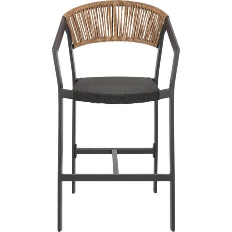 ΣΚΑΜΠΟ ΑΛΟΥΜΙΝΙΟΥ HM5892.15 ΜΕΣΑΙΟΥ ΥΨΟΥΣ RATTAN & TEXTLINE ΜΑΥΡΟ ΜΠΕΖ 56,5x57x99,5Y