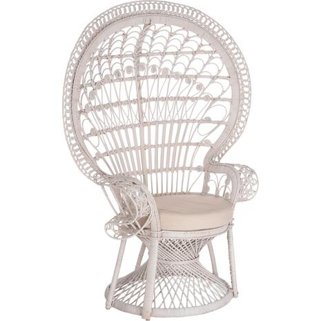 ΠΟΛΥΘΡΟΝΑ ROYAL PEACOCK HM9342.02 RATTAN ΣΕ ΛΕΥΚΟ-ΜΑΞΙΛΑΡΙ ΛΕΥΚΟ 114x72x150Yεκ. (Λευκό)