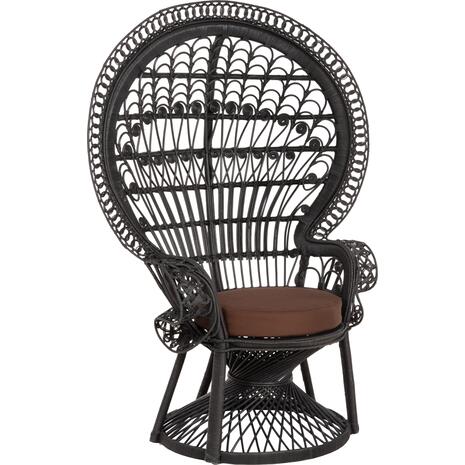 ΠΟΛΥΘΡΟΝΑ ROYAL PEACOCK HM9342.03 RATTAN ΜΑΥΡΟ-ΜΑΞΙΛΑΡΙ ΚΑΦΕ 114x72x150Yεκ. (Μαύρο)