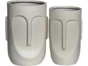 FLOWER POT-TOTEM Set 2 τεμαχίων, Cement Απόχρωση Sand Brown (Ε6321,S)