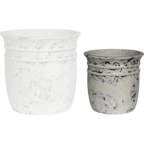 FLOWER POT-15 Φ35x34cm, Cement Απόχρωση Antique White (Ε6315,Α)