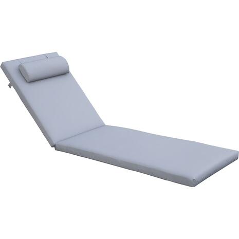 SUNLOUNGER Μαξιλάρι Ξαπλώστρας με Προσκέφαλο,  Ύφασμα Γκρι, Foam+Polyester Φερμουάρ-Velcro (Ε2014,3)