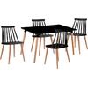 LAVIDA-ART Τραπεζαρία: Τραπέζι 120x80 Οξιά/MDF + 4 Καρέκλες Μέταλλο Βαφή Φυσικό PP Μαύρο (ΕΜ139,2S)