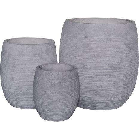 FLOWER POT-8  Set 3 τεμαχίων, Απόχρωση Light Grey Wash (Ε6307,S)