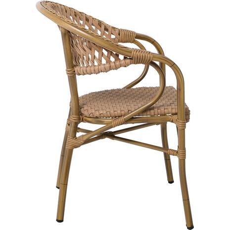 VEGERA Rattan Πολυθρόνα Dining Αλουμίνιο Φυσικό, Wicker Φυσικό, Στοιβαζόμενη (Ε2580)