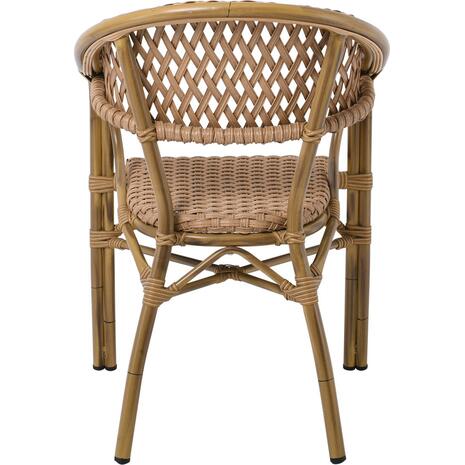 VEGERA Rattan Πολυθρόνα Dining Αλουμίνιο Φυσικό, Wicker Φυσικό, Στοιβαζόμενη (Ε2580)