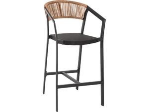 ΣΚΑΜΠΟ ΑΛΟΥΜΙΝΙΟΥ ΜΑΥΡΟ ΜΕ ΜΠΡΑΤΣΑ RATTAN & TEXTLINE 56x58x105Yεκ.HM5892.25