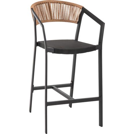 ΣΚΑΜΠΟ ΑΛΟΥΜΙΝΙΟΥ ΜΑΥΡΟ ΜΕ ΜΠΡΑΤΣΑ RATTAN & TEXTLINE 56x58x105Yεκ.HM5892.25