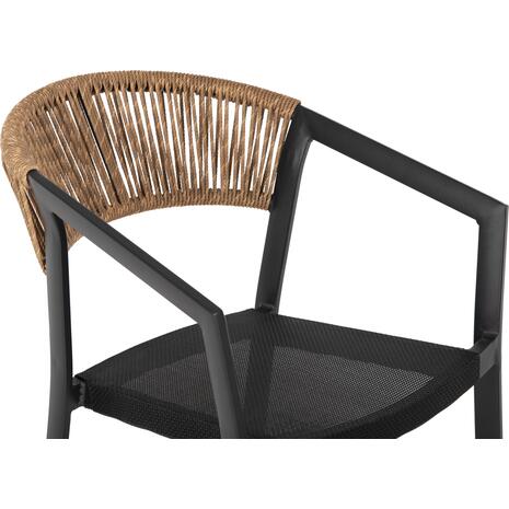 ΣΚΑΜΠΟ ΑΛΟΥΜΙΝΙΟΥ ΜΑΥΡΟ ΜΕ ΜΠΡΑΤΣΑ RATTAN & TEXTLINE 56x58x105Yεκ.HM5892.25