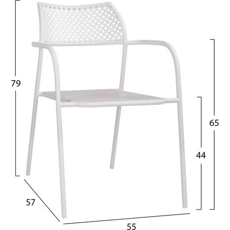 ΚΑΡΕΚΛΑ ΜΕΤΑΛΛΙΚΗ ΛΕΥΚΗ THETIS HM5173.12 55x57x79 cm