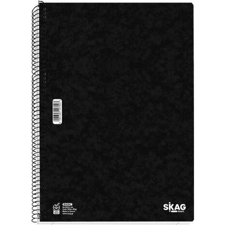 Τετράδιο σπιράλ Skag Black Basic Πρεσπάν A4 5 θεμάτων 150 φύλλων Νο.9205 (297158)